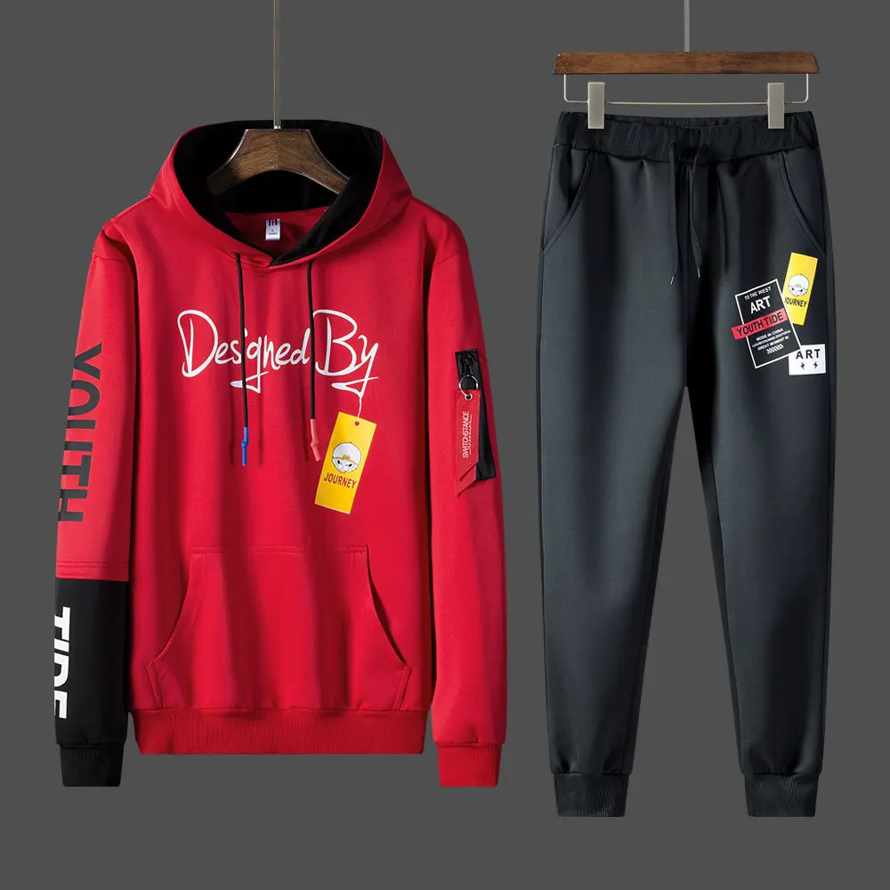 Men Two Pieces Set New Fashion Hip Hop Sportswear Men Plus size Tracksuit Hoodie Autumn Men Brand Clothes Hoodies+Pants Sets