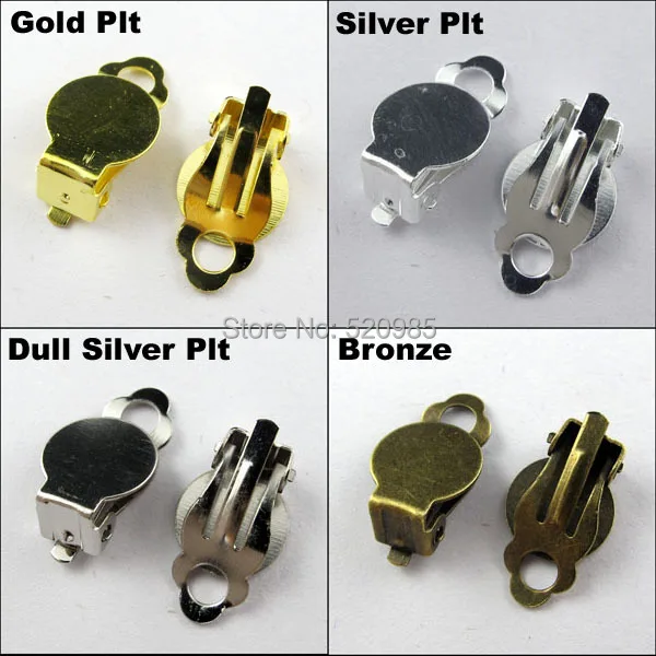 20Pcs 10x18mm Flat Pad Clip On Earring Finding DIY Gold,Silver,Bronze,Dull Silver Plt(20pcs,$1.79)