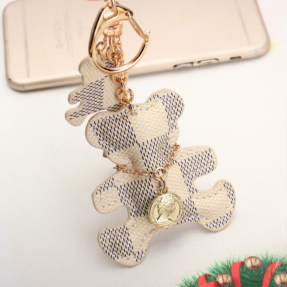 Кожаный милый медведь с кисточкой стиль кошелек сумочка кнопочный телефон брелок в подарок Рождественский кулон