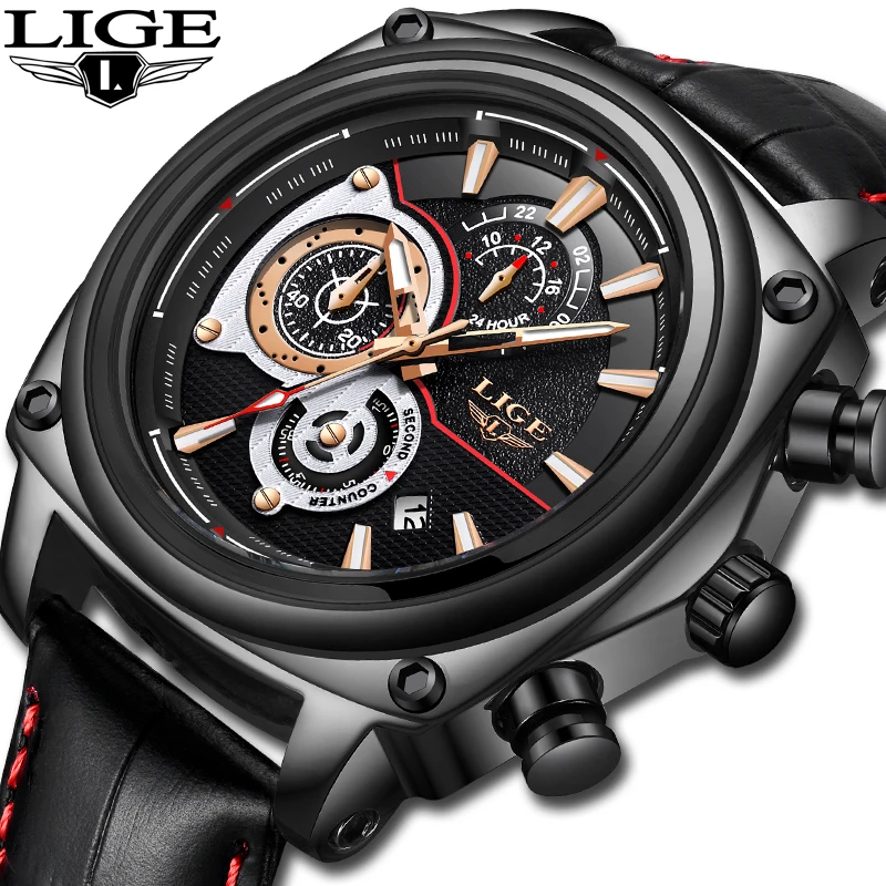 

LIGE Mens Watches Top Brand Luxury Military Sport Watch Men Automatic Date Luminous Waterproof Quartz Watch Relogio Masculino