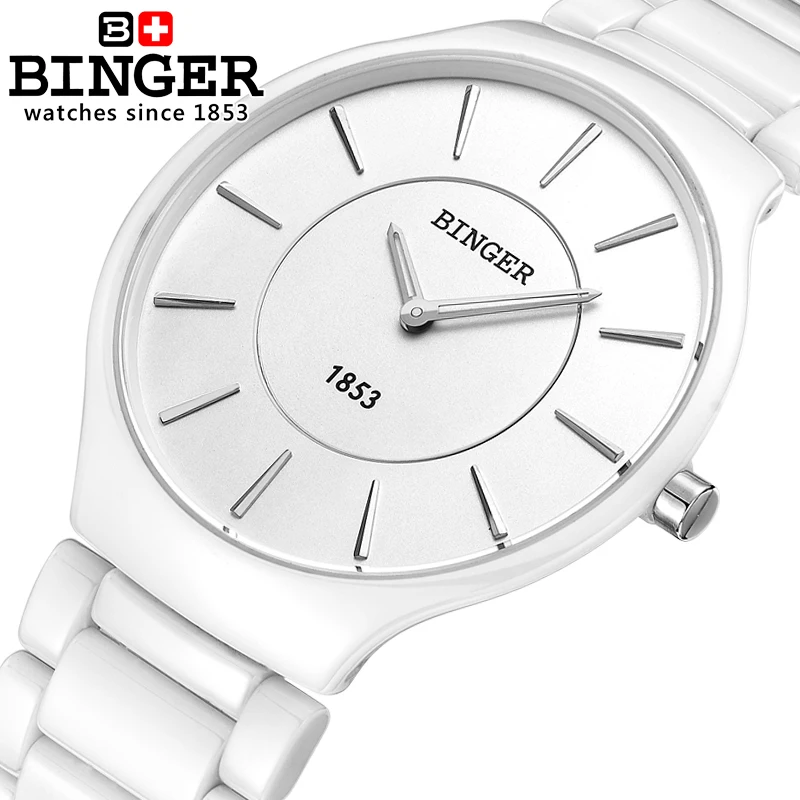 

Switzerland luxury brand Male Wristwatches Binger Space ceramic quartz men's watch lovers style Water Resistant clock B8006B-5