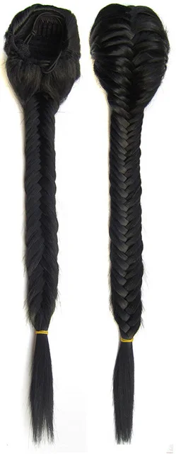 Волосы SW длинные прямые рыбий хвост косички конский хвост клип в плетеной веревке Наращивание волос Синтетические волосы для свадьбы или daliy использования - Цвет: #1