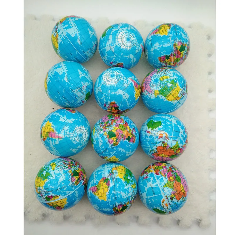 

12pcs Stress Ball Soft Foam Earth Planet World Map Squeeze Squishy Rubber Balls Toys for Kids Children Adults 6.3CM