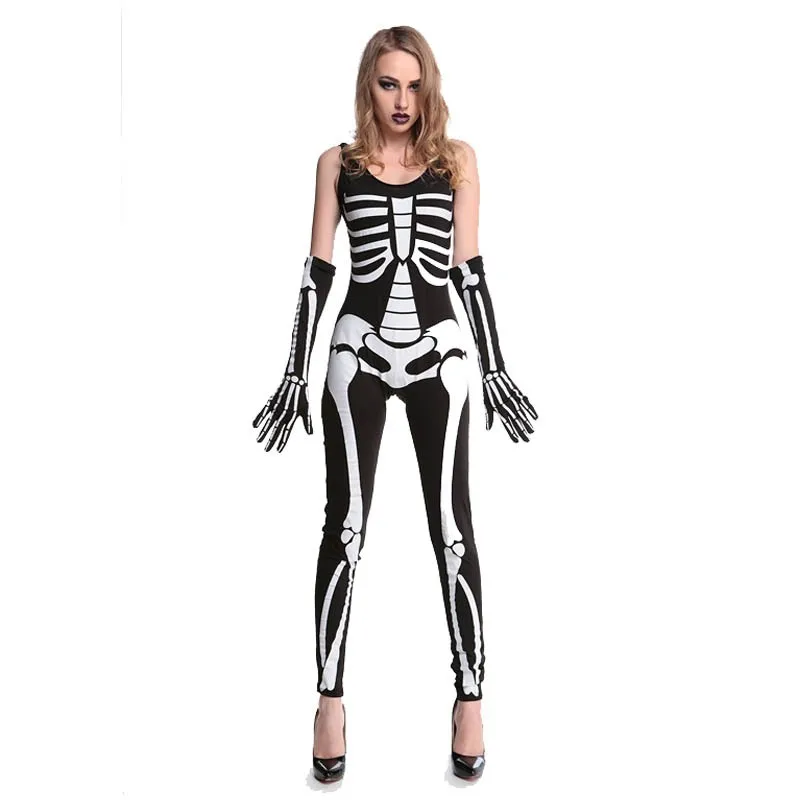 Screaming Skeleton Halloween Woman Black Skull Costume Scary Grim Reaper Ghost Death Adult Party Club Clothing Costumes L15345 (4)