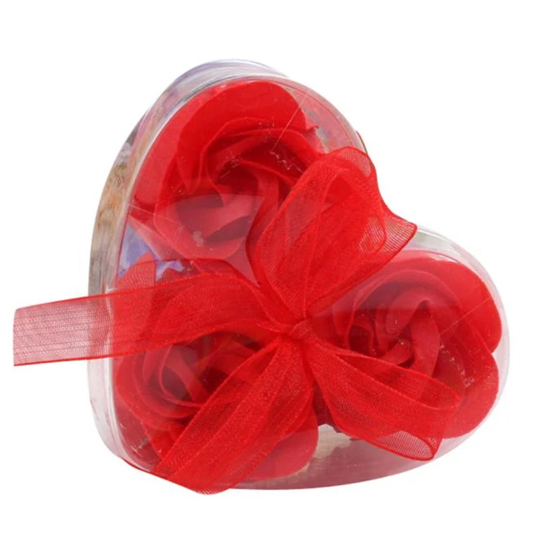 

A3 high quality 3Pcs Soap Scented Rose Flower Petal Bath Body Soap Wedding Party Gift free shipping Wholesale