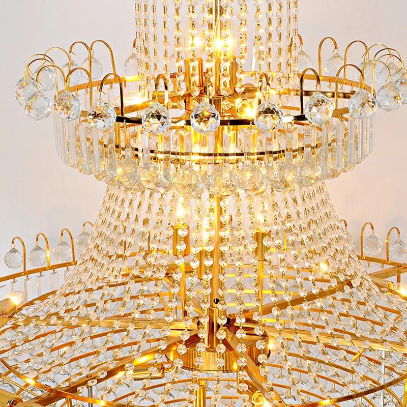 100 см Роскошная большая Европа большой золотой блестящий хрустальный люстра светильник Классический Свет для украшения гостиной отеля