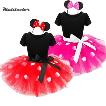 

Multicolo Kids Cosplay Fancy Dress Girls Ballet Flower Dress Birthday Gift Girls Polka Dots Tutu Bow Dress with Headband 12M-8Y