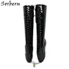 Sorbern-bottines fétiches Sexy, chaussures de Ballet sans talons, avec chaîne verrouillables, bottines croisées, unisexes personnalisées, grandes ► Photo 2/6