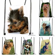 Пользовательские пород йоркширского терьера походная сумка на шнурке милый рюкзак для детей(черная спинка) 31x40 см#180531-03-14