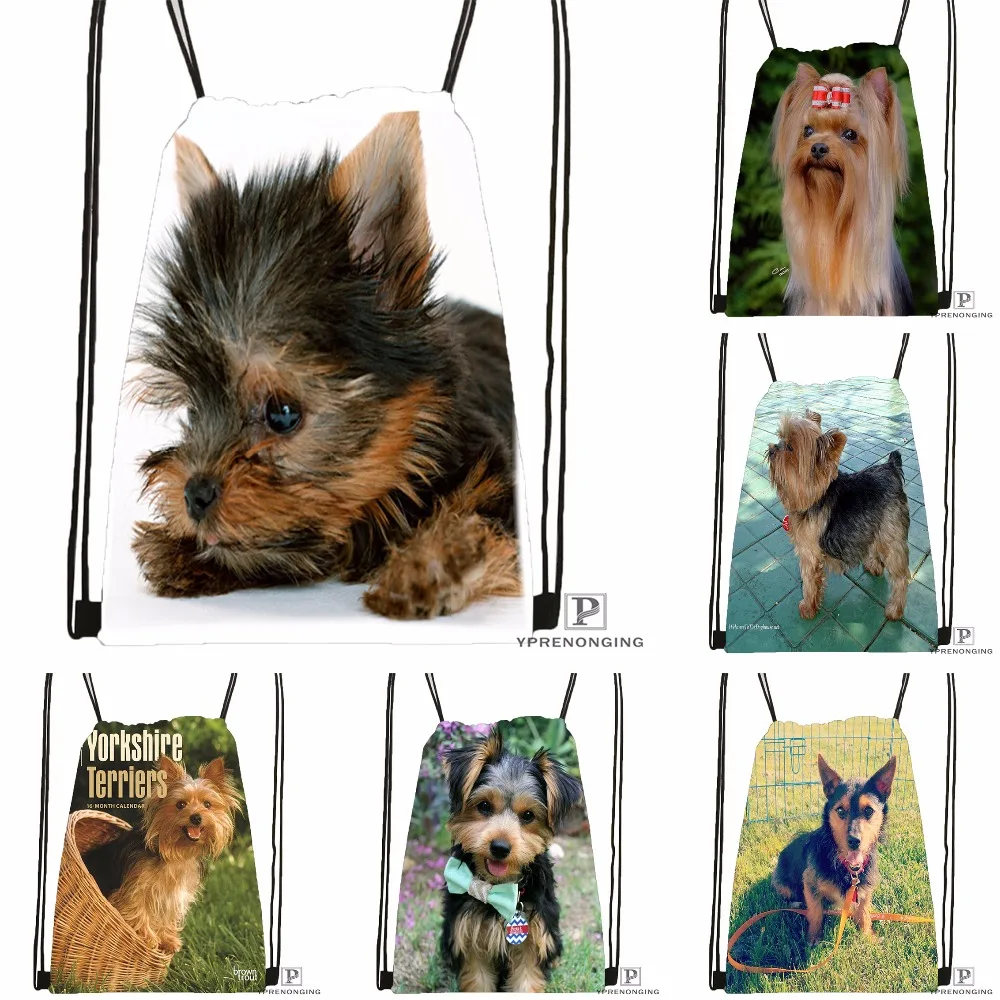 Custom Breeds of Yorkshire Terrier Drawstring Backpack Bag Cute Daypack Kids Satchel Black Back 31x40cm 180531