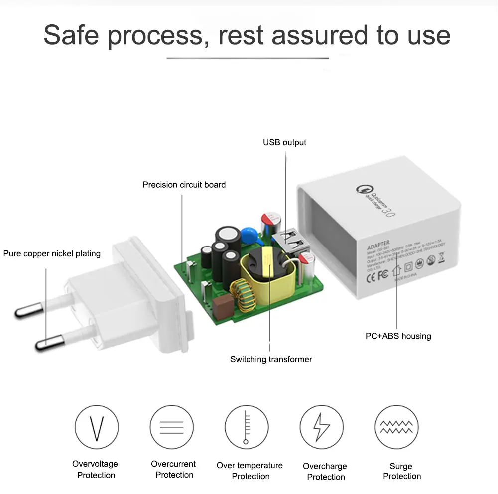 PORTEFEUILLE 18W USB Quick Fast Charge QC 3.0 For Iphone X XR XS MAX 7 8 Plus Samsung Galaxy S10 S9 for xiaomi mi9 Fast Charger (6)