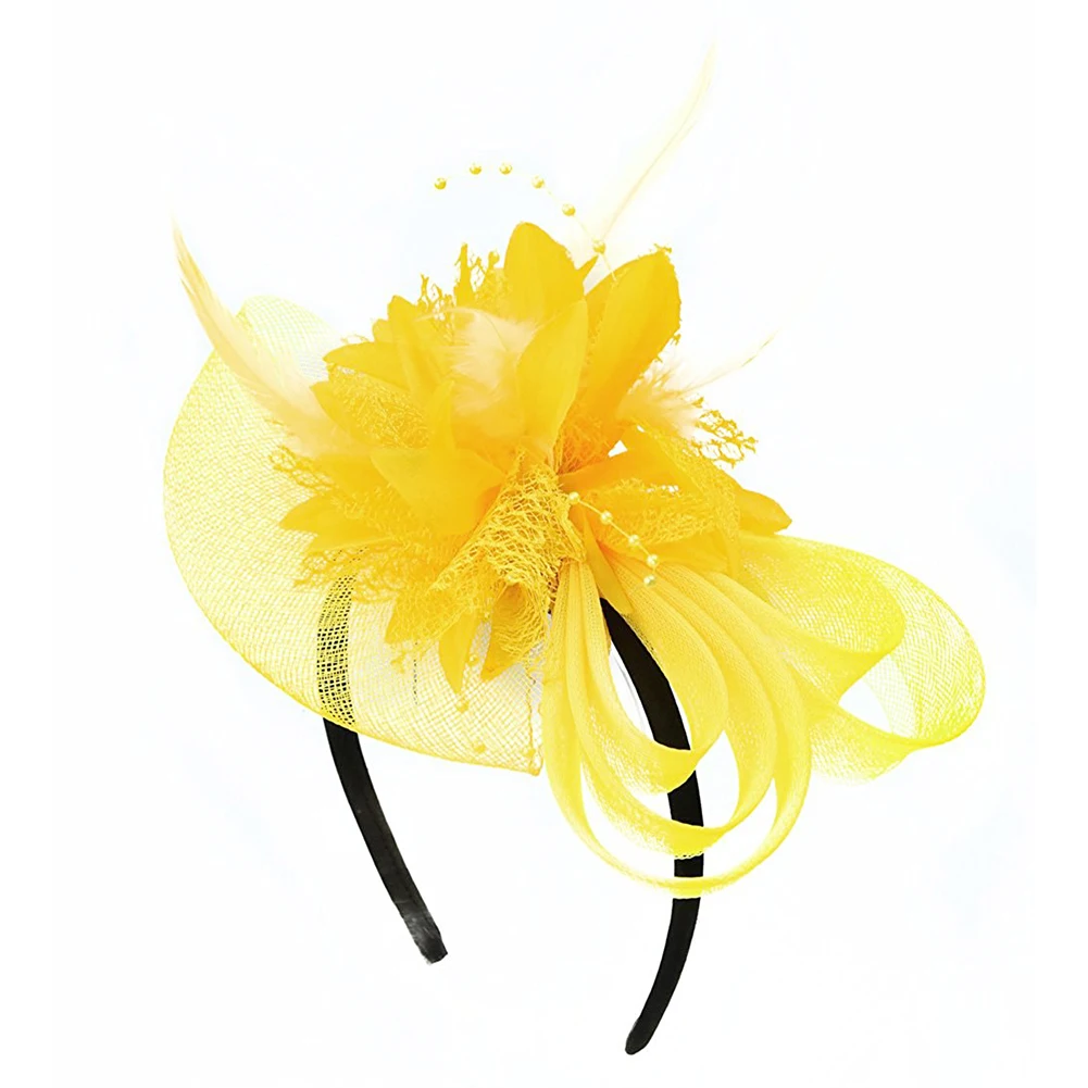 Women's Small hairpin feather hat Yellow | Красота и здоровье