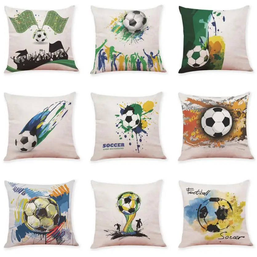 

2018 Cushion Cover 45*45 Home Decor Cushion Cover Football Soccer Throw Pillowcase Pillow Covers gift