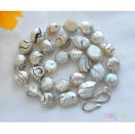 

FREE SHIPPING>>>@@ > P4186 17" 14mm gray striae baroque freshwater pearl necklace ^^^@^Noble style Natural Fine jewe &