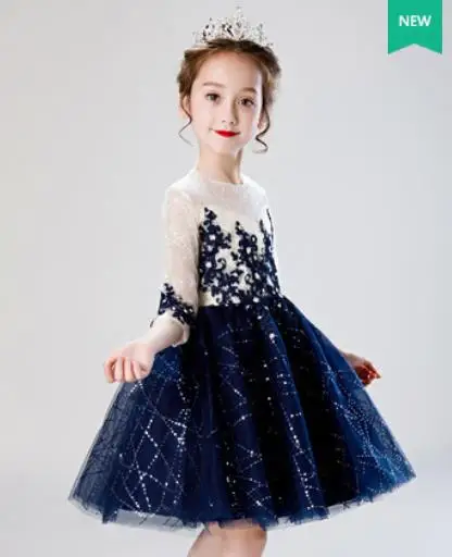 Платье принцессы для девочек костюмы От 9 до 10 лет вечерние подростков robe fille 12 ans - Цвет: Синий