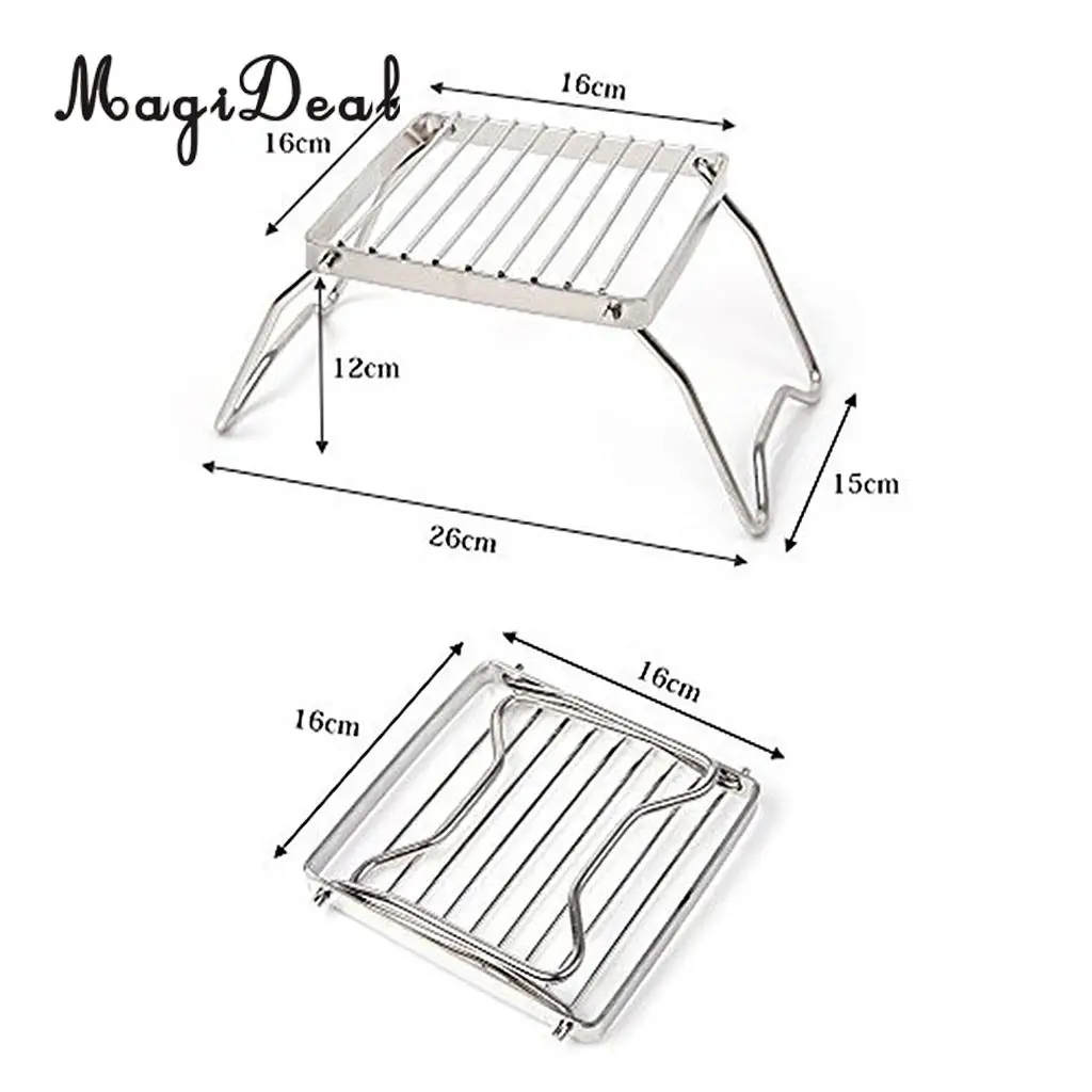 MagiDeal Outdoor Stainless Steel Foldable Stove Stand Rack Camping Pot Bracket Holder for Camping Hiking Travell Car Accessories