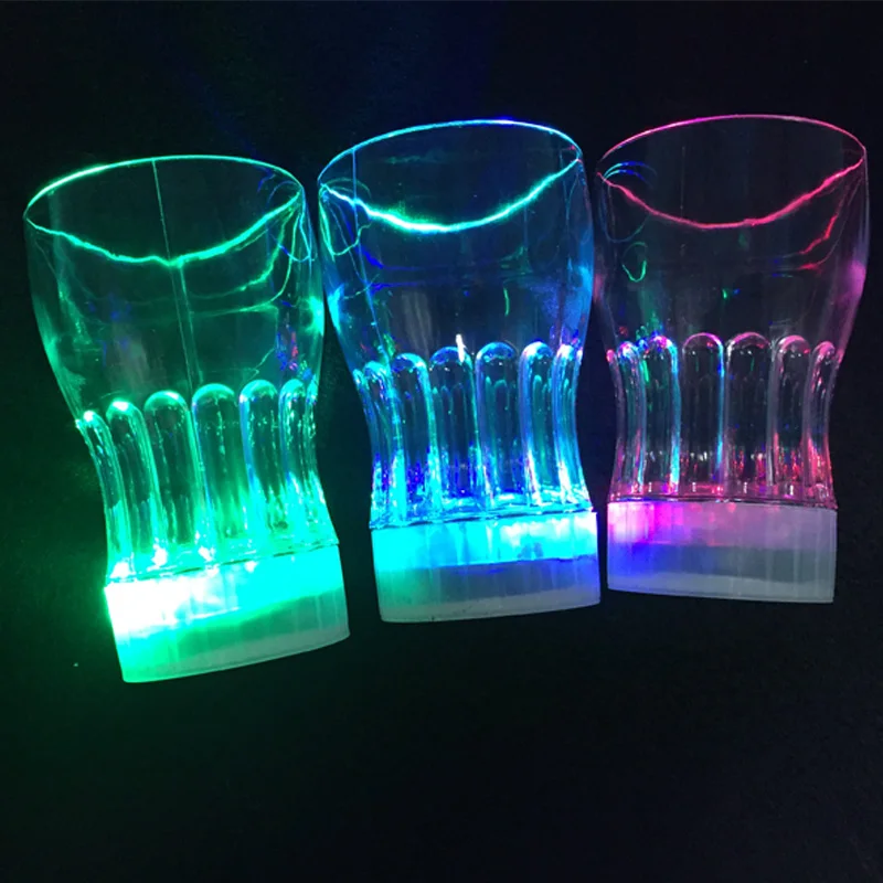 

LED Lamp Plastic Transparent Cups Bar Club Cola Cup Wine Glass Colorful Beer mug Flashing Scotch Luminous Cups Toy For Kid