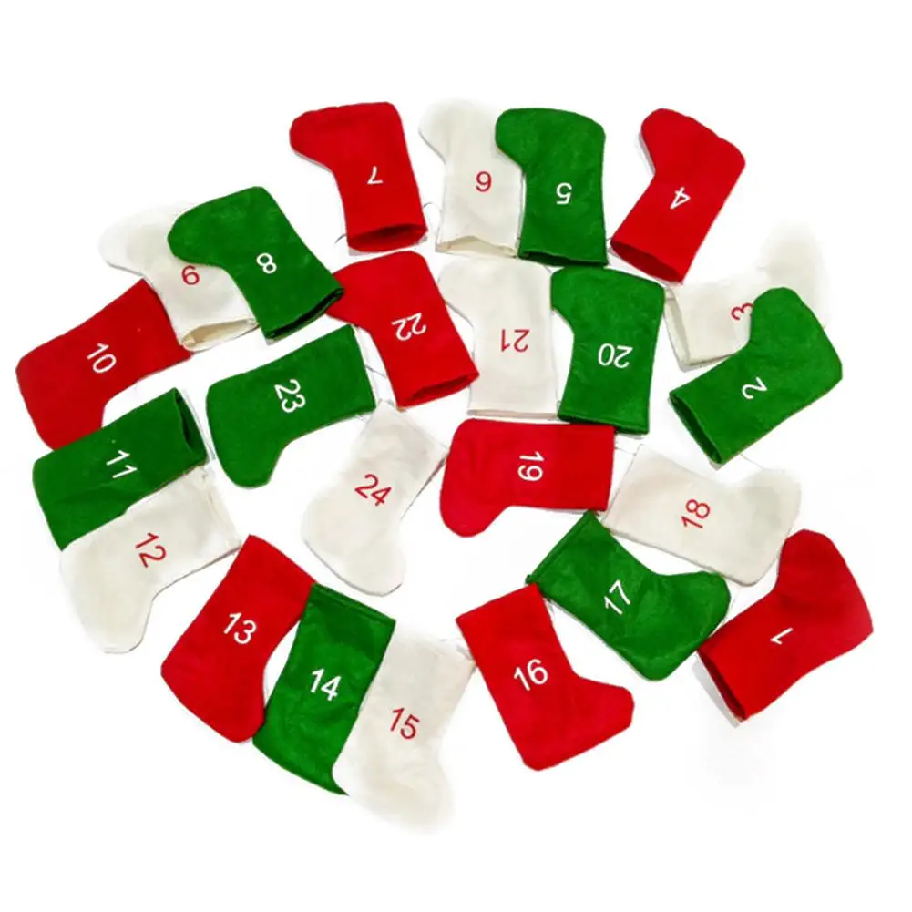 

24PCS Christmas Stockings Non-woven Fabric Countdown Christmas Gifts Bag Decoration Christmas Stocking bolsa navidad