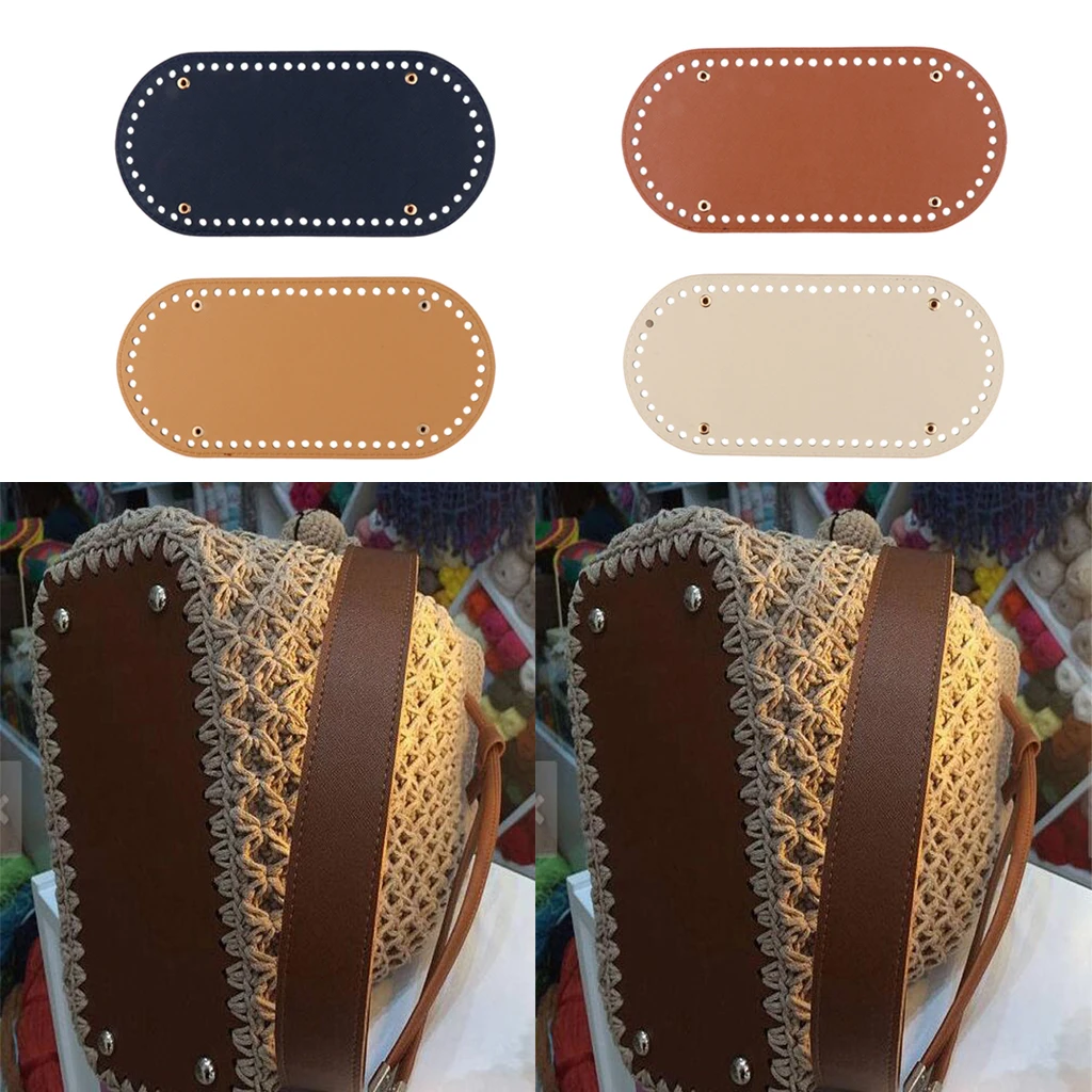 4Pcs 60 Holes PU Leather Bag Pad Shaper Tote Bottom Insert for Hand-woven Bag Accessories Replacement