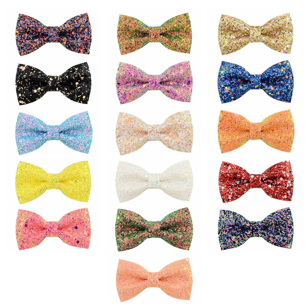 

16Pcs/lot 3 inch Glitter Hair Clips For Women Girls Boutique Handmade Kids Hair Bow Hairpins Children Hair Accessories 909