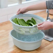 Двойная корзина для белья кухонные принадлежности пластиковая дренажная корзина taome Бытовая корзина для хранения большая тарелка для мытья фруктов утолщение