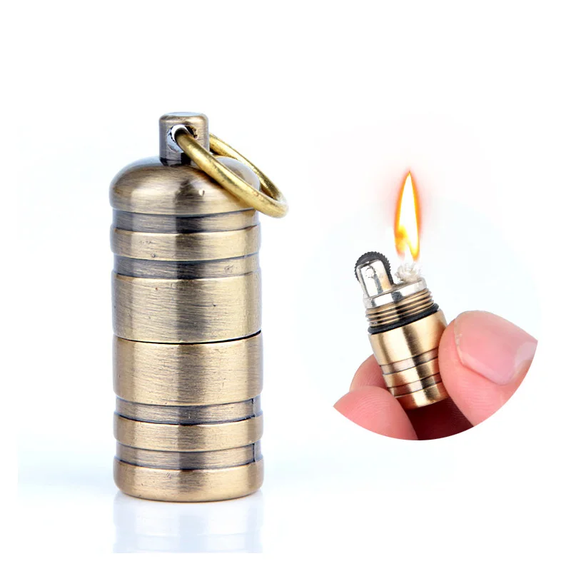 

Outdoor Mini Gas Cigarette Torch Lighters Key Chain Capsule Gasoline Lighter Inflated Keychain Petrol Lighter Smoking Tools