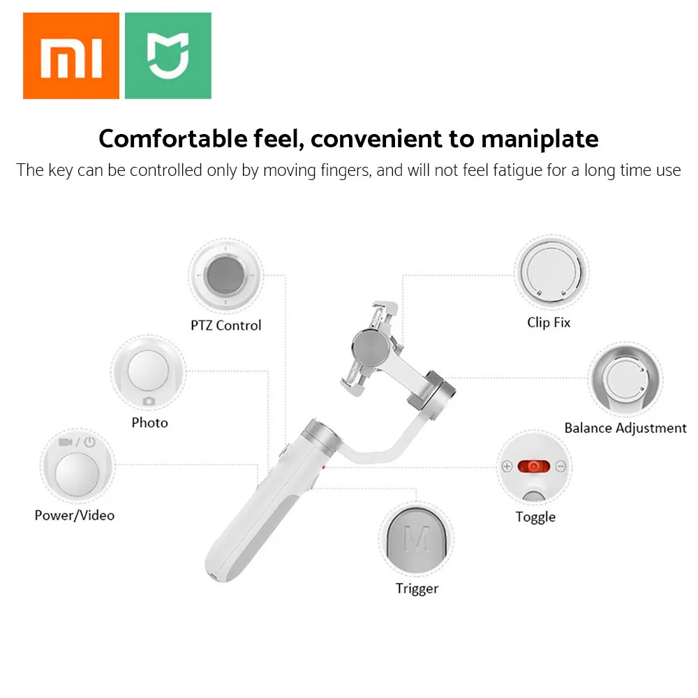 Original Xiaomi Mijia SJYT01FM 3-Axis Handheld Gimbal Stabilizer 5000mAh Battery For Sports Action