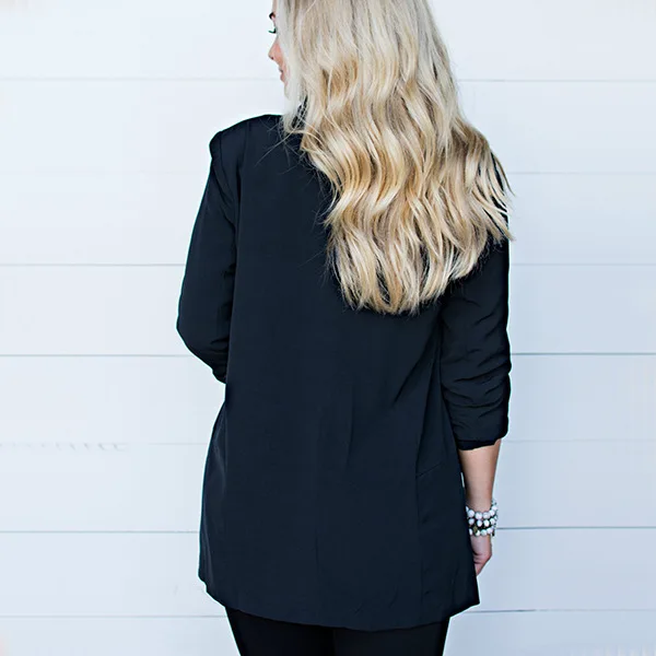 Mr.nut solid color long-sleeved pocket lapel small suit jacket female temperament commuter tide fashion ladies suit