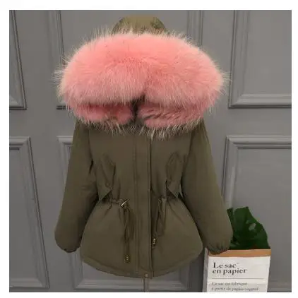 Утепленное теплое зимнее пальто для женщин, большой размер, настоящий натуральный мех, белый пуховик на утином пуху, пальто, верхняя одежда с капюшоном, Женская куртка SF1111 - Цвет: Army Green 19