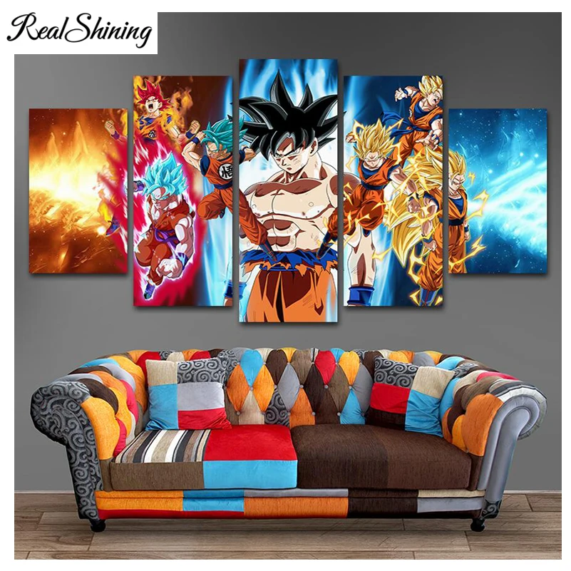 

REALSHINING Full square 5d DIY diamond Painting cross stitch Dragon Ball 4 diamond mosaic embroidery for children gifts FS1945