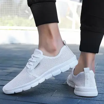

Sneakers men shoes 2020 new breathable mesh lace-up men shoes comfortable solid color sneakers men lighted man shoes plus size