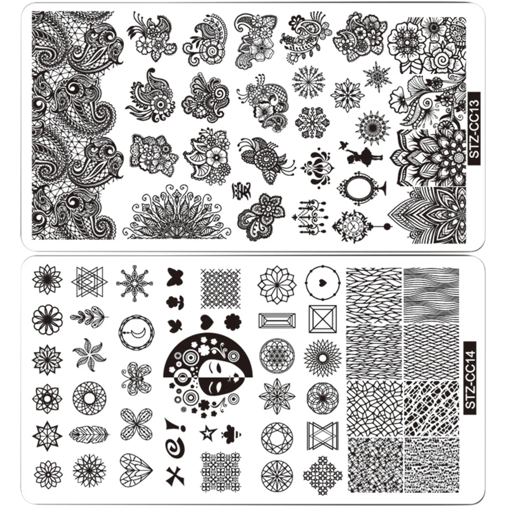 1 штук трафарет для стемпинга ногтей пластины цветы лоза Бабочка животное Фламинго треугольник Geo дизайн ногтей шаблоны инструменты BESTZ-CC01-14