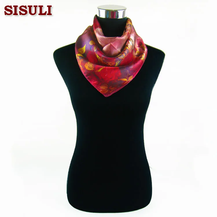  100% Natural Silk Scarf Square 50*50cm Desigual Handkerchief Christmas Holiday Gift Headscarf Plaid