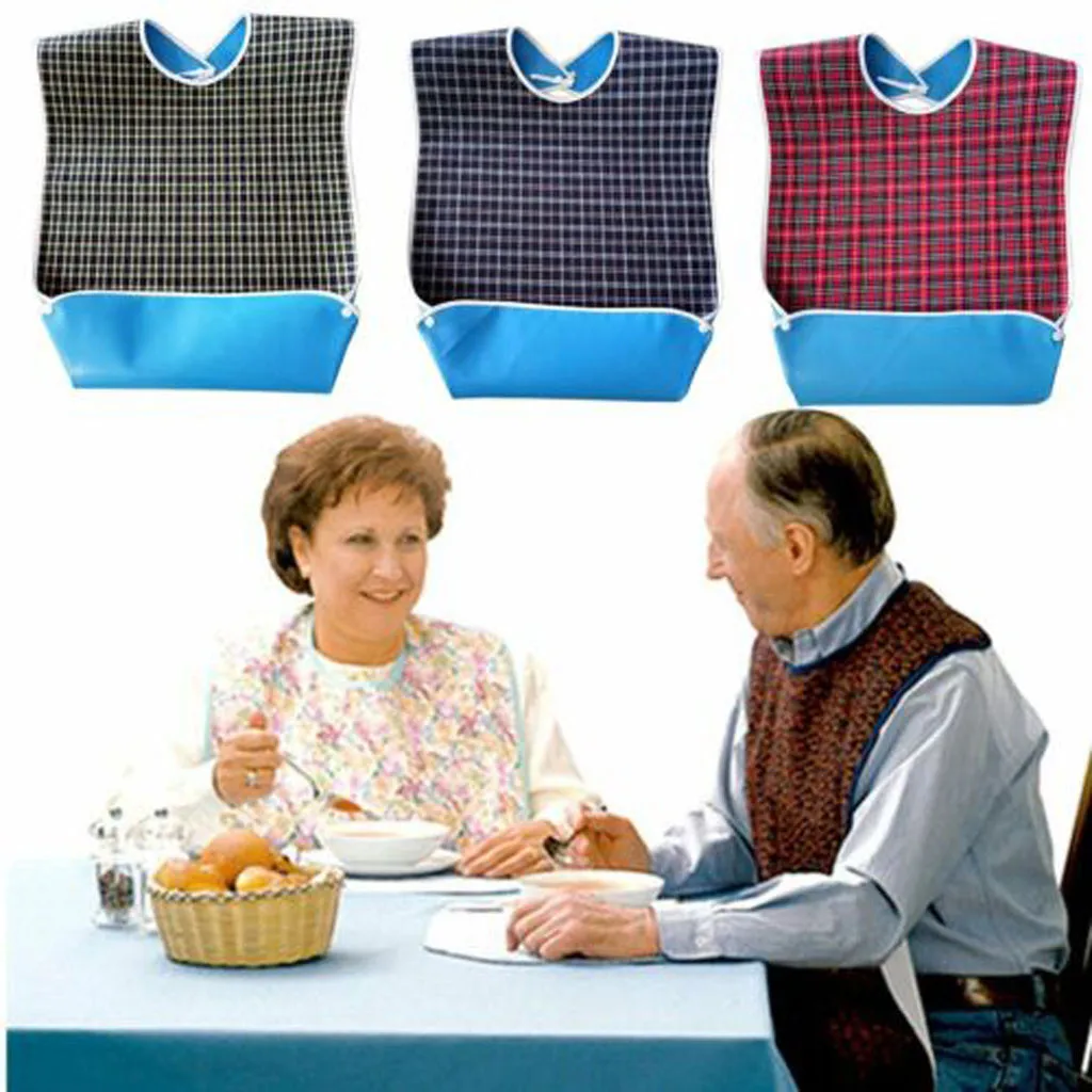

Adult Waterproof Adult Mealtime Bib Cloth Protector Disability Aid Apron Sleeveless Apron Bibs Disability Dining Aid Clothing L4