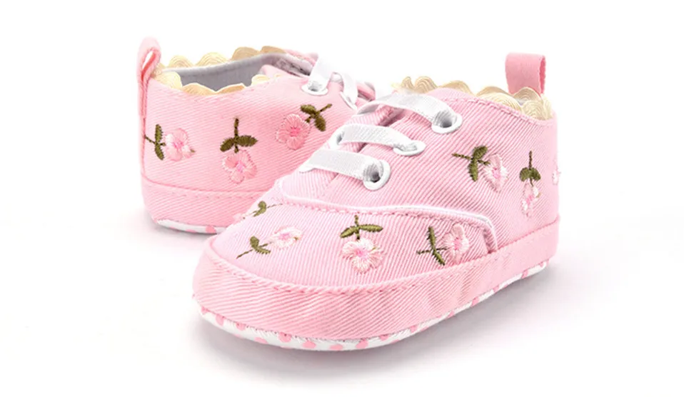 Baby Girl Shoes White Lace Floral Embroidered Soft Shoes Prewalker Walking Toddler Kids Shoes First Walker free shipping