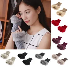 MUQGEW новые Для женщин девочек Сказочный теплые зимние перчатки обувь на платформе из искусственного кроличьего меха; сапоги молодой Стиль запястья перчатки, варежки без пальцев