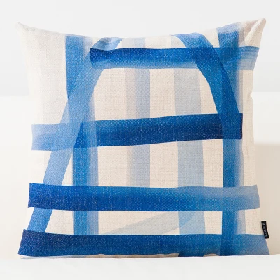 Средиземноморская синяя наволочка домашние декоративные подушки простой геометрический льняной чехол для подушки диван подушка на стул - Цвет: B