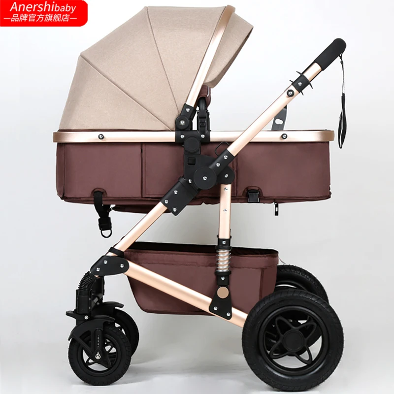 

2 in 1 baby strollers high landscape folding baby pram with sleeping basket newborn carriage