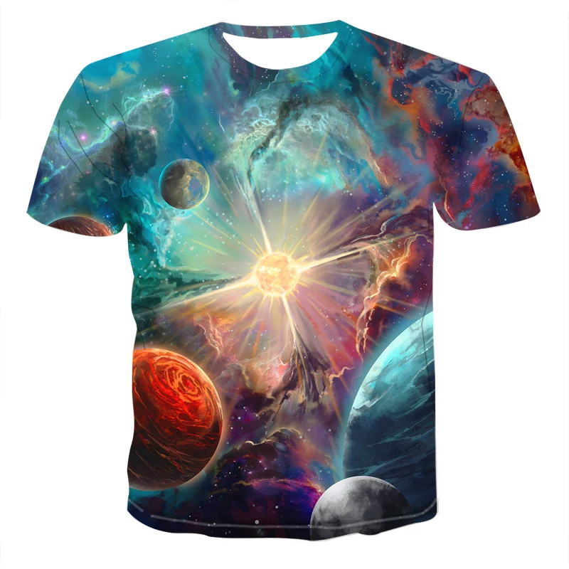 

Galaxy T-shirt Space Universe 3d Print Tshirt O-neck Short Sleeves T-shirt Clothing Hip Hop Top Tee Summer Funny Clothes