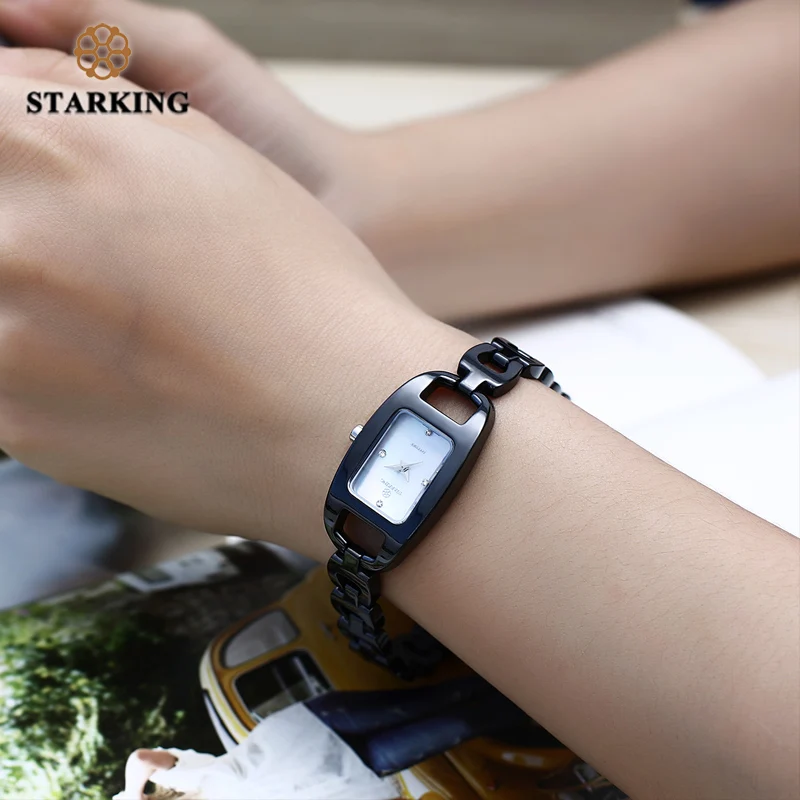 STARKING Relogio Feminino женские часы с керамикой Высокое качество модные черные 3ATM