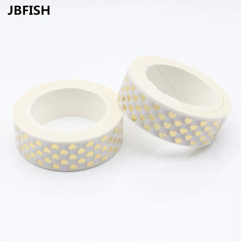 

JBFISH High quality Gold foil 10m paper tape dots and heart designs Christmas decorative DIY washi tape Paper 1049