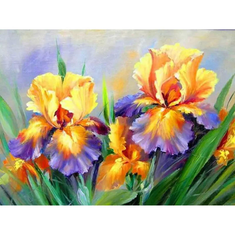 

1PC New Arrival Modern Acrylic Moth Orchid Round Diamonds Diamond Painting Partial Sticking Plant Diamond Embroidery
