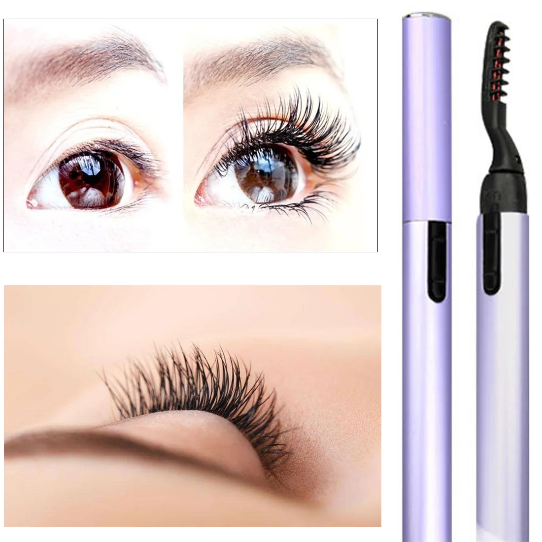 

Mini Eyelash Brush Beauty Tools Electric Heated Eye Lashes Perm Eyelash Curler Pen for Girls Ladies Beginner Assistant