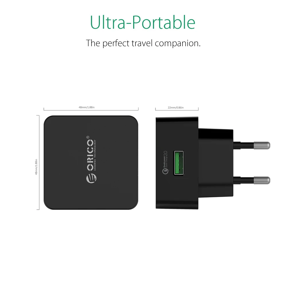 Быстрое зарядное устройство ORICO QC2.0 USB супер скоростное портативное настенное