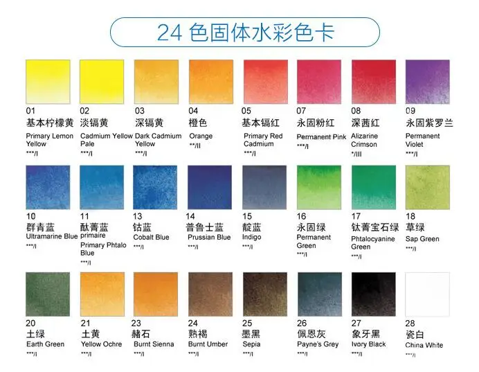 PEBEO WATERCOLOUR AQUARELLE FINE Solid Watercolor Paint Set 12 Color 24 Color Round Metal Box
