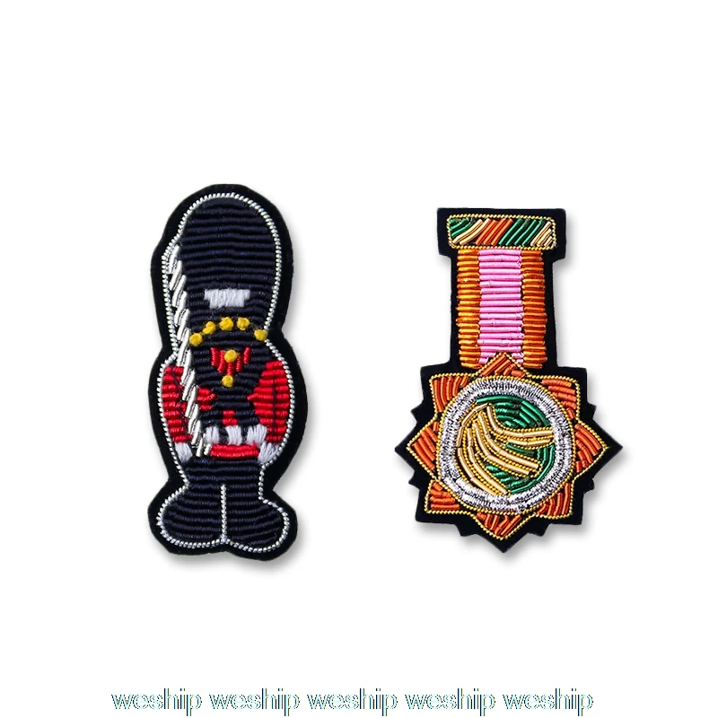 

DIY New 3D Hand embroidery badges Warrior Embroiderd metal wire applique for Coat Trousers Bag Brooch