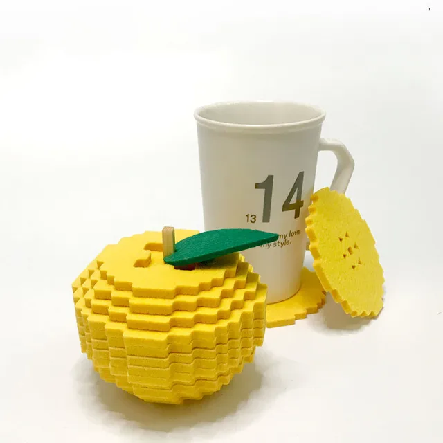 Diy Aranyos Filc Alátétek Kupa Placemat Étkezőasztalhoz Almás Stílusú Bögre Ital Hőszigetelő Otthoni Dekoráció - Image 5