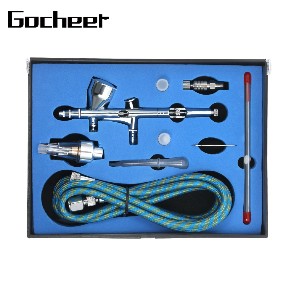 Gocheer dual action airbrush gun kit for nails cakes decorating makeup