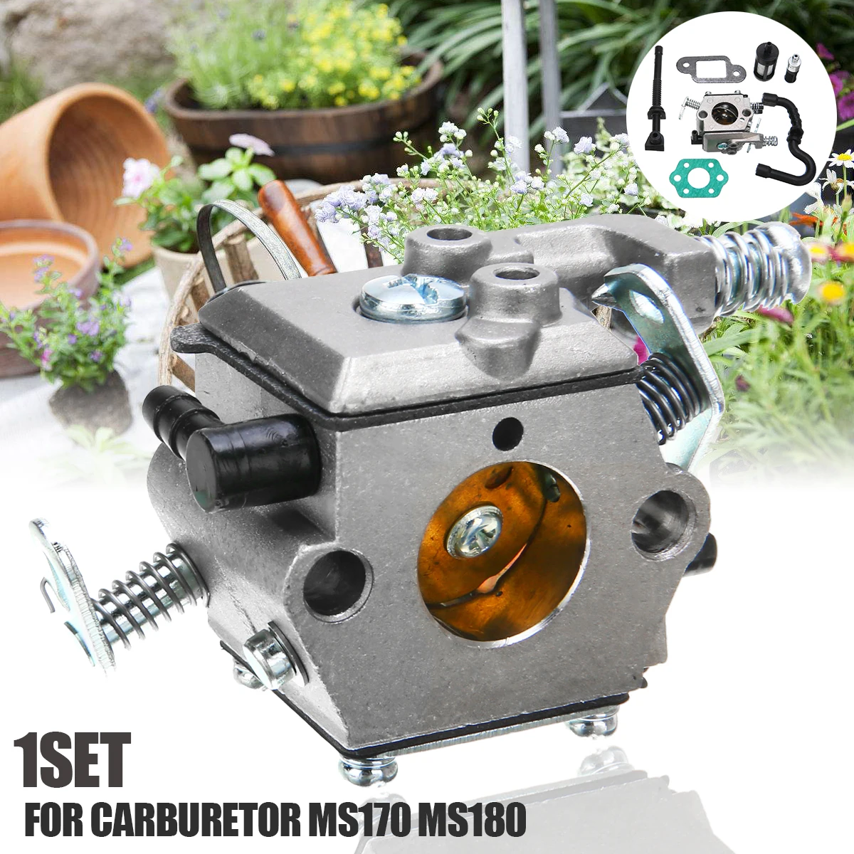 1set Carburetor Carb For 017 018 MS170 MS180 Chainsaw Air Fuel Filter Kit Chainsaw Parts