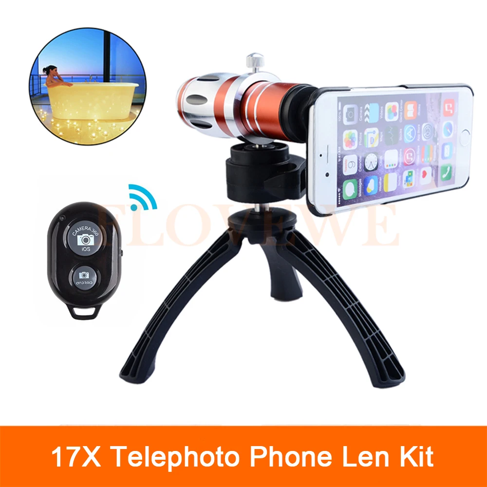 

2017 New Camera Lenses Kit 17x Optical Zoom Telephoto Telescope Lens For Samsung iPhone 6 6s 7 Plus 5 5s 4 4s Cases With Tripod